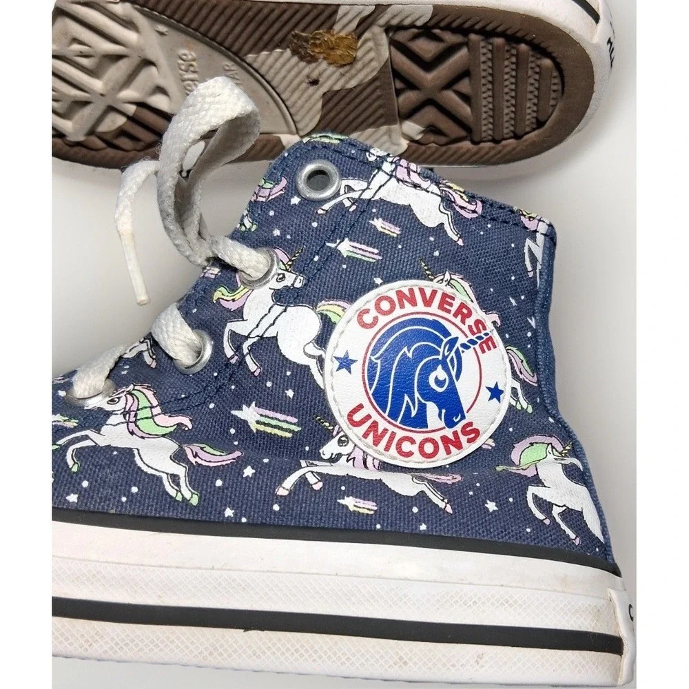 Converse Chuck Taylor All Star Junior 13 Navy Unicorn Print High Top
